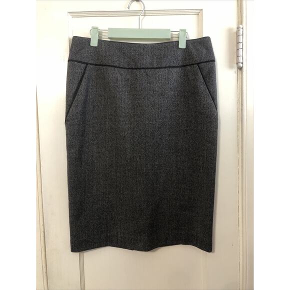 Zara Basics Charcoal Pencil Skirt Large Pockets Black Piping Lined - Picture 1 of 6
